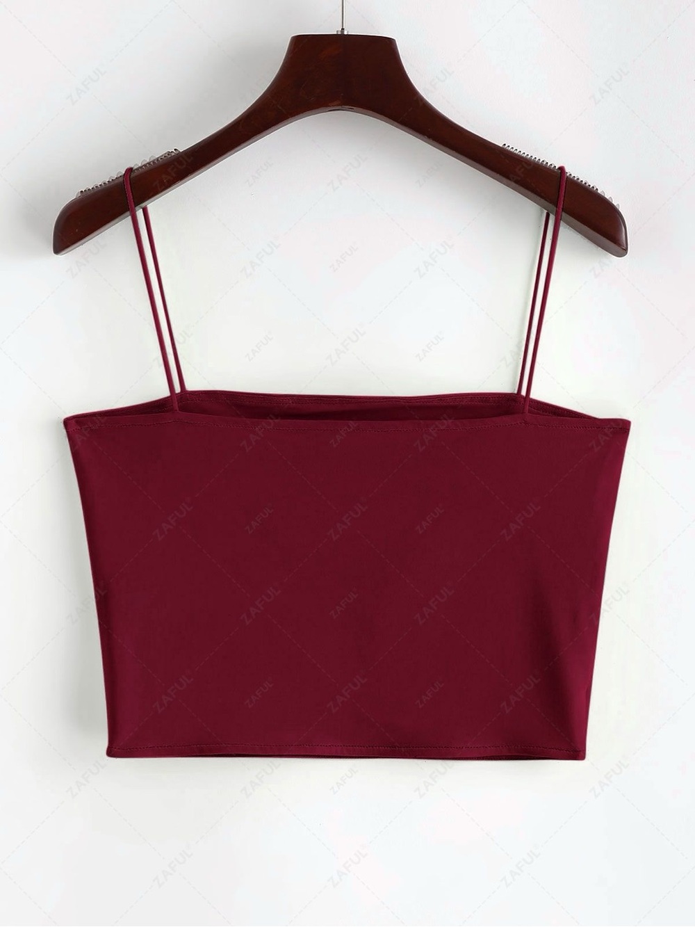 Zaful Burgundy Double-Spaghetti Strap Crop Top